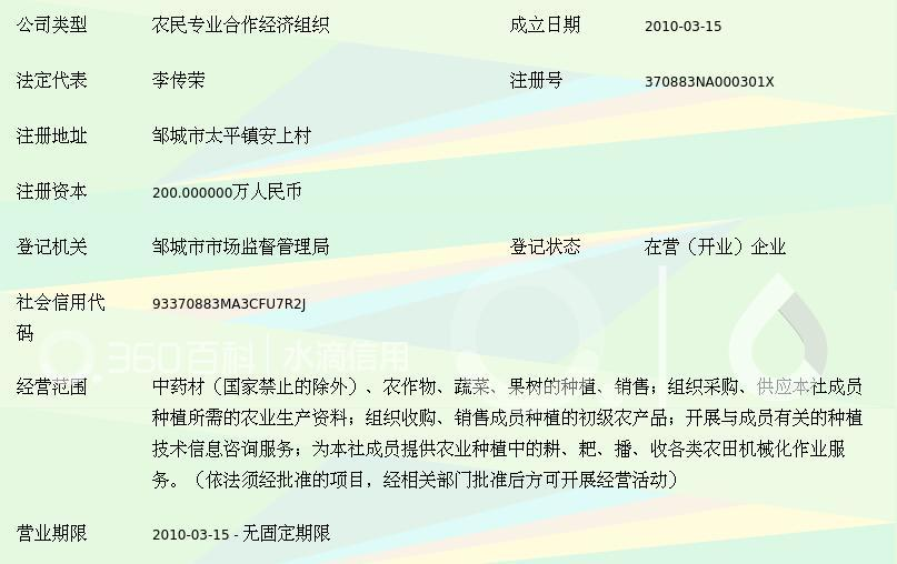 邹城市太平镇安上蔬菜种植专业合作社